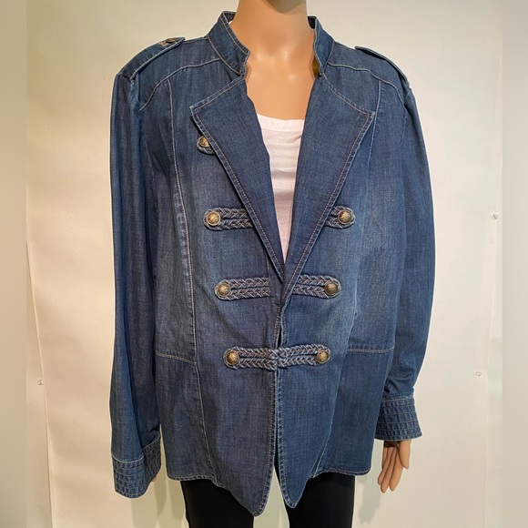 Chico's Jackets & Coats Nwt Chicos Indigo Blue Denim Military
